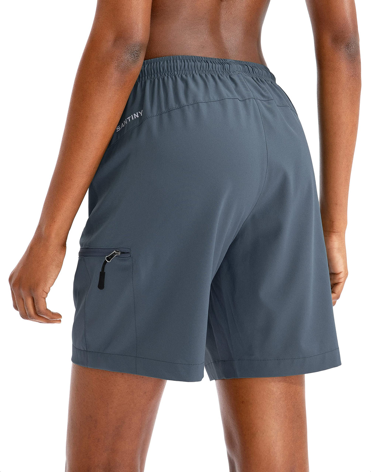 SANTINY Women's 5''/ 7''/9'' Hiking Cargo Shorts Quick Dry Lightweight Summer Shorts for Women Athletic Golf Zipper Pockets(Dusty Blue_S)