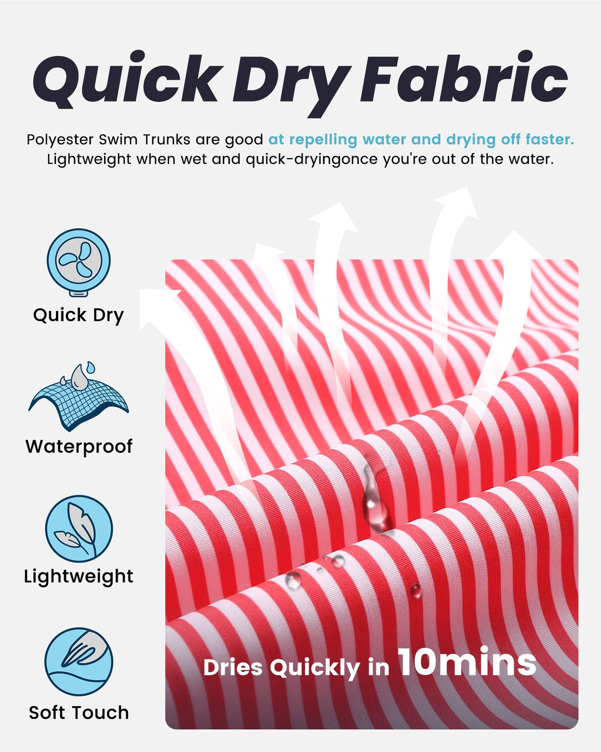 maamgic Mens Swim Trunks Quick Dry Swim Shorts with Mesh Lining Funny Swimwear Bathing Suits 7inch Red Striped XX-Large
