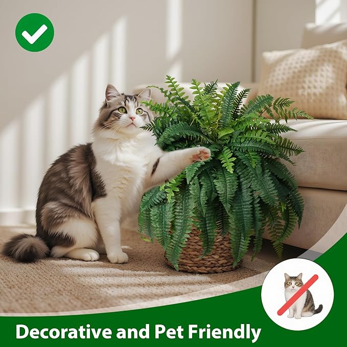 Fake Ferns 2Pack Artificial Ferns for Outdoors 25.6In Large Faux Ferns UV Resistance for Outdoor Large Planter Realistic Artificial Boston Fern Plants for Garden Balcony Terrace Decor 38Leaves