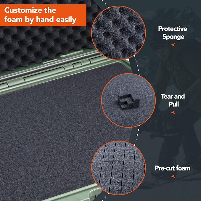 Lykus HC-4410 Waterproof Hard Case with Customizable Foam Insert, Interior Size 17.32x11.42x4.72 in, Suitable for up to 16" laptop,Starlink Mini,keyboard,drill,audio mixer,mic,flashlight,and more