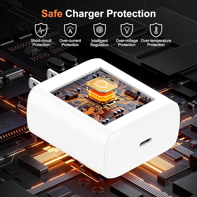 45W USB C Charger Compatible with iPhone 17/17 Pro/17 Pro Max/Air/16/16 Pro/16 Pro Max/15/15 Pro Max2Pack 6.6FT Type C Charger Block &amp CableSuper Fast Charging for Samsung Phone