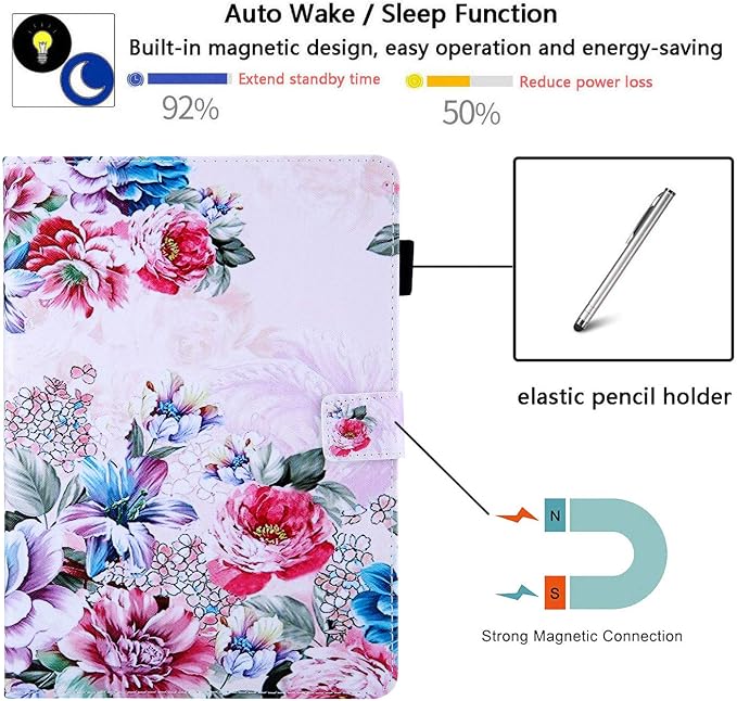 for Apple iPad 10.2 Case 9th/8th/7th Generation Cover (2021/2020/2019) with Auto Wake/Sleep Ultra Thin Lightweight Trifold Stand Folio PU Leather &amp Hard Back Hybrid Cover Almond Blossom
