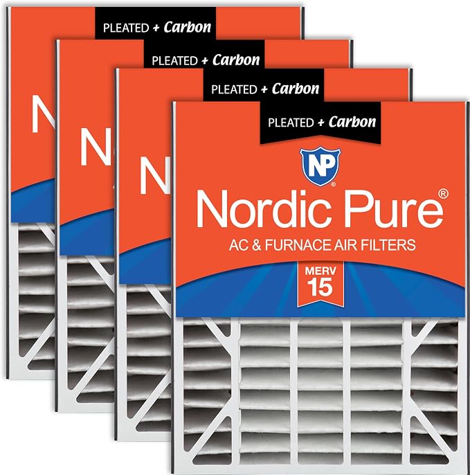 Nordic Pure 20x25x5 Air Bear Air Filter Replacement MERV 15 Plus Carbon 4 Pack