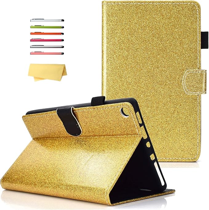 Fire HD 8 Case Slim Folding Stand Auto Wake/Sleep Wallet Case with Cards/Cash Holder for Amazon Fire HD 8(8th/7th/6th Gen 2018/2017/2016 Release)-Black