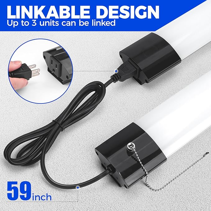 Barrina BS84 LED Shop Lights for Workshop 4FT, 84W, 10000LM, 6500K Utility Shop Lights, Pull Chain ON/Off, Hanging or Flush Mount, ETL, 6 Packs