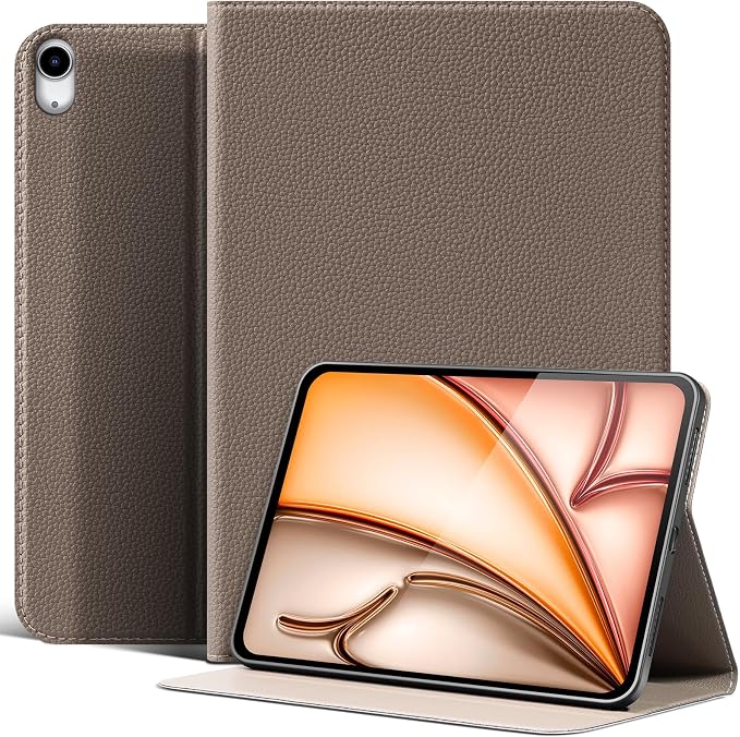 Leather Case for iPad Air 11 M2/M3/M4 &amp 10.9 4th/5th Gen Black | 2024-2026 2020/2022 Protective Shockproof Smart Cover Adjustable Stand Auto Wake/Sleep and Multiple View Angles