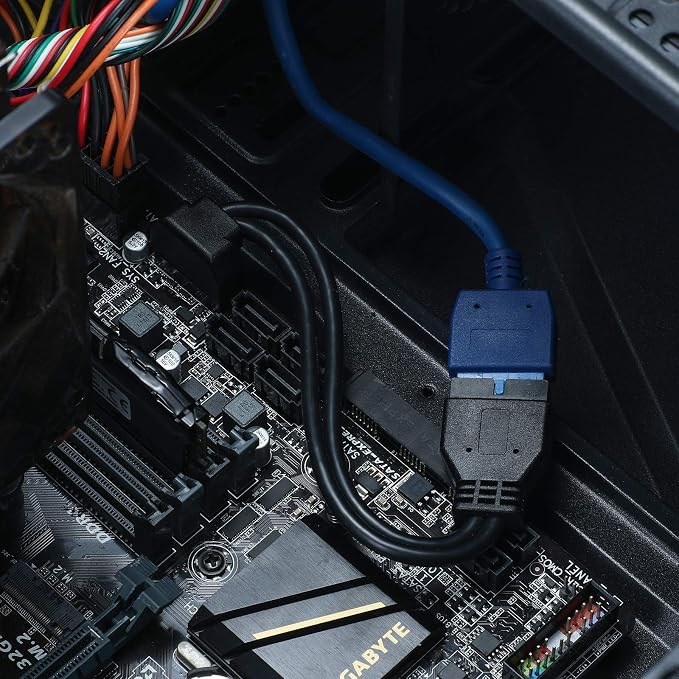SATA USB Extension Cable USB 3.0 Motherboard Front 19 Pin Male to Female Extension Cable High Speed Connection (The Interface Faces Outward)