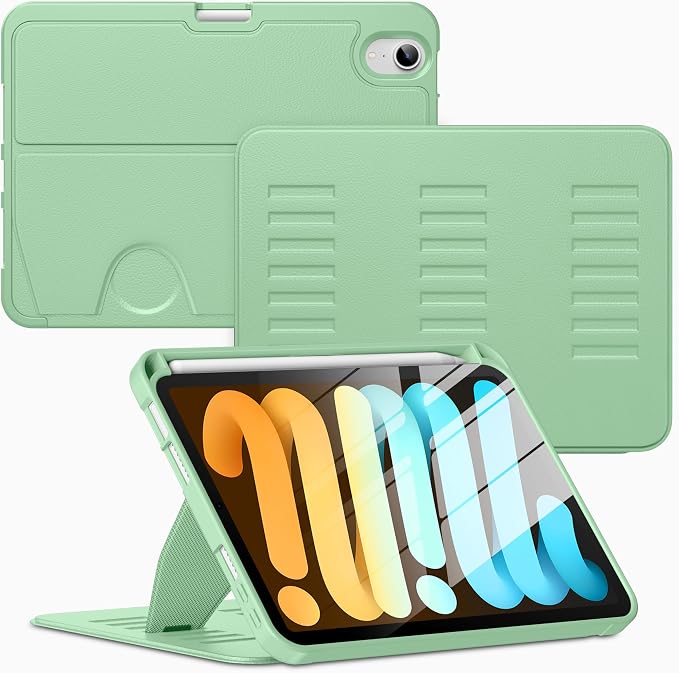 VIKESI Case for iPad mini 7 (A17 Pro) and iPad mini 6Multiple Angles Magnetic Stand CoverShockproof Soft BackPencil Holderand Auto Sleep/WakeBlack