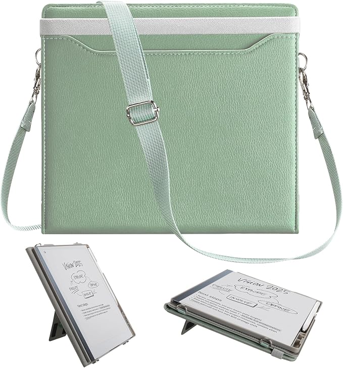 E NET-CASE Case for Remarkable 2 Paper Tablet - Business Design Protective Stand Cover with Pen Holder/Hand Strap/Carrying Shoulder Strap &amp Auto Sleep/Wake for 10.3 2020 Released (Green)