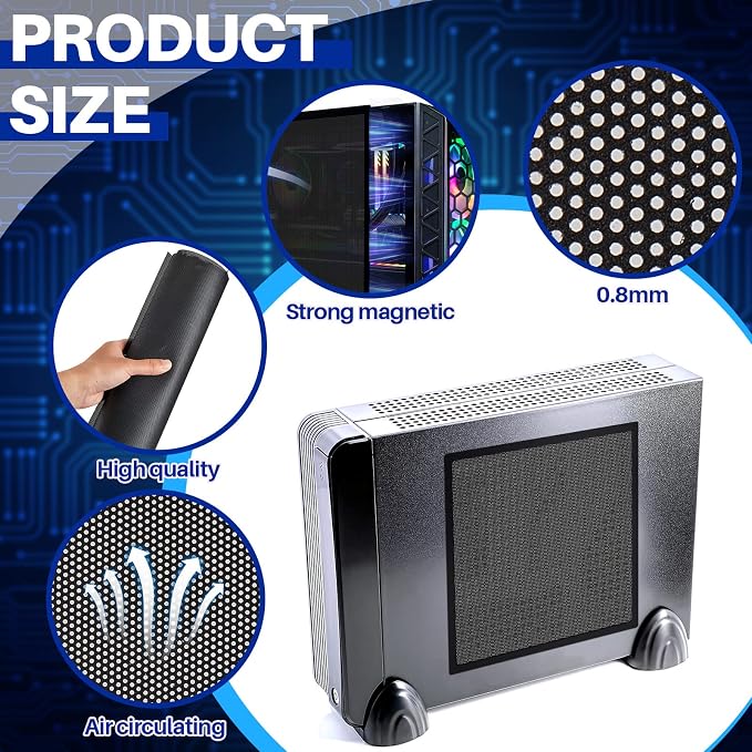 Woanger 4 Pcs 1000 x 300 mm DIY PC Case Dust Filter PC Fan Mesh Filter Floor