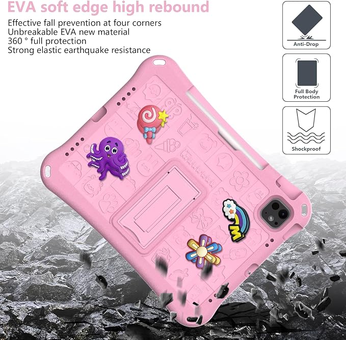 Case for iPad 10.2 Inch 2021/2020/2019/ iPad Pro 10.5 Inch/Air 3rd Gen (2019) Shoulder Strap Kickstand Children Friendly Anti-Scratch Shockproof Case Lightpurple
