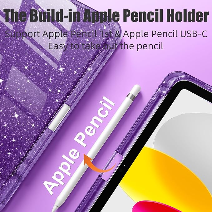 Akkerds for iPad 10th Generation Case 10.9 Inch 2024 - for iPad (A16) 11th Gen Case 11 Inch 2025 with Pencil Holder - Slim Trifold Stand Protective Cover with Crystal Clear Back - Gray