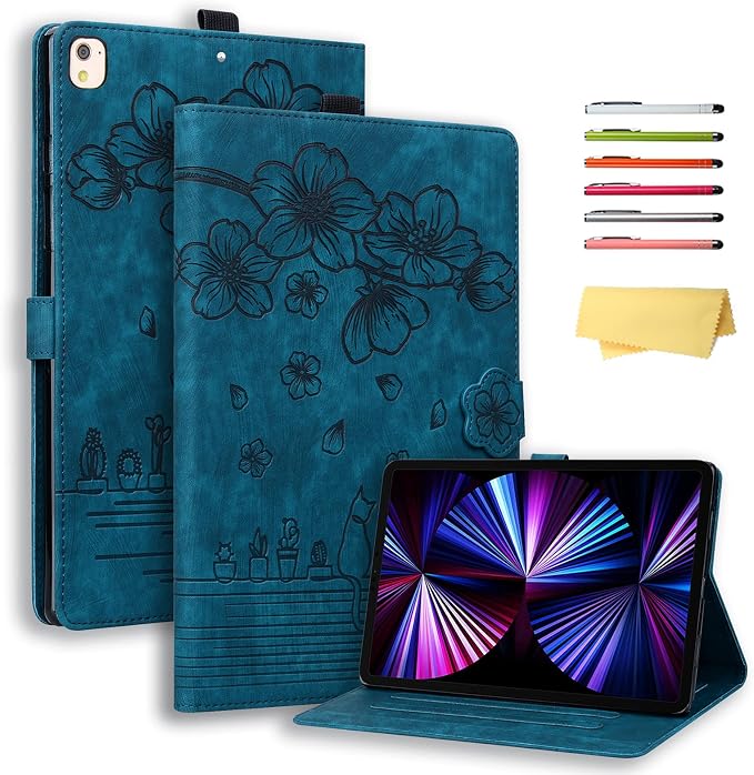 for Apple iPad 10.2 Case 9th/8th/7th Generation Cover (2021/2020/2019) with Auto Wake/Sleep Ultra Thin Lightweight Trifold Stand Folio PU Leather &amp Hard Back Hybrid Cover Almond Blossom