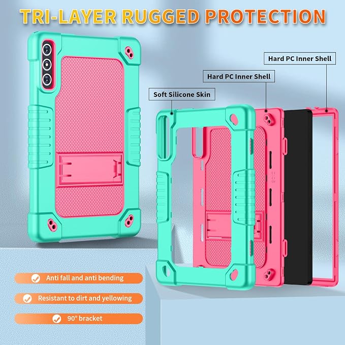 Case for KADYBE D106 Tabletfor MEIZE D106 Tablet CaseShockproof Hybrid Case with Shoulder Strap for VOZIZOV D106 Android 14/KADYBE D106/MEIZE D106/FEONAL 10.1 inch 2024 Tablet (Black)
