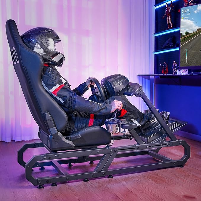 VEVOR Gaming Racing Wheel Stand, Compatible with Logitech G923/G920/G29 & Thrustmaster T248P, Heavy-Duty Adjustable Steering Wheel Stand Cockpit, 330 lbs Capacity, Compact for Sim Racing