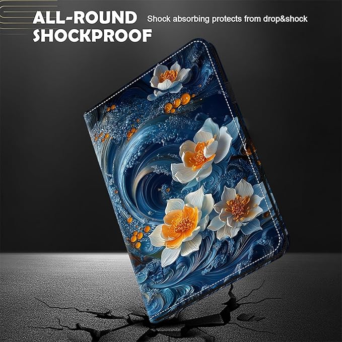 Case for Samsung Galaxy Tab A 10.1 2019 Model SM-T510/T515/T517 Stylus Holder Flip Wallet Leather Shockproof Cover for Galaxy Tab A SM-T510 Case Bicolor Marble