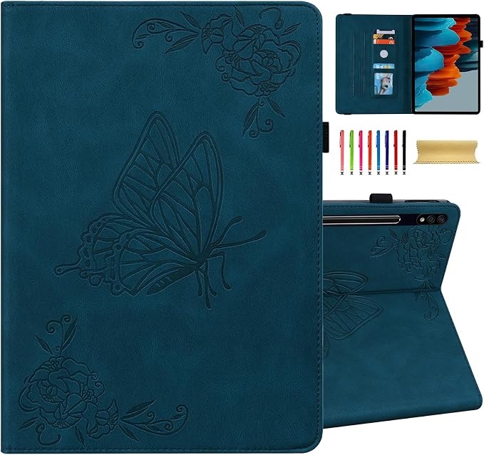 Dteck Wallet Case for Galaxy Tab S10+/S9+/S7 FE/S8+/S7 Plus 12.4 Tablet Premium PU Leather Folding Stand Auto Wake/Sleep Pen Holder Case with Hummingbirds