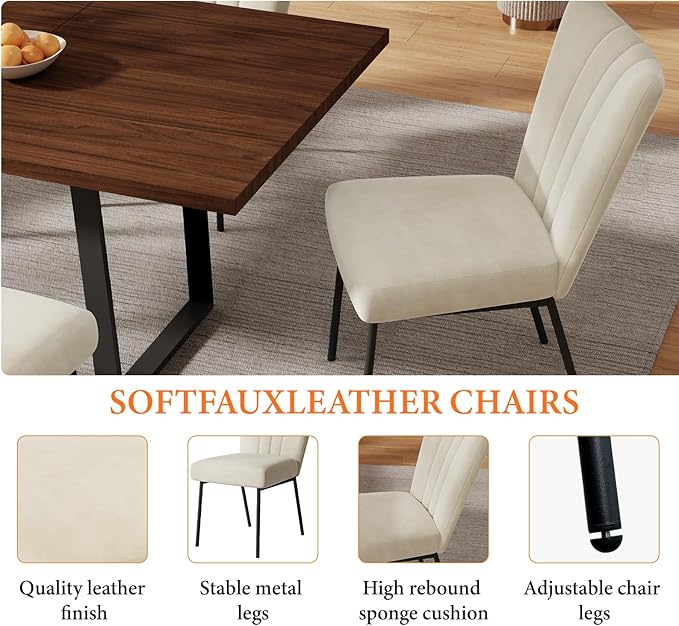 ZckyCine 51"-67" Expandable Dining Table Set, Modern 7-Piece Dining Room Set with 6 Velvet Upholstered Chairs, Walnut Wood Finish, Space-Saving Table for Home, Apartment, or Restaurant