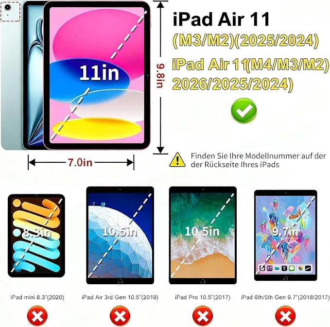 Kids Case for iPad (A16) 11th/10th Gen 10.9'' 2025/2022Adjustable Portrait/Landscape Stand/Drop Proof with HandleChild Friendly Case for iPad Air 11 (M4/M3/M2) 2026/2025/2024 (BlackBlue)