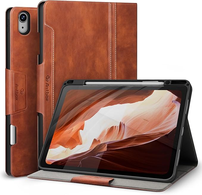 Antbox for iPad Air 13 Inch Case 2026 M4 /2025 M3 /2024 M2 Black | Built-in Pencil Holder Supports Pencil Pro and Pencil (USB-C) Auto Sleep/Wake PU Leather iPad Air 13'' Cover