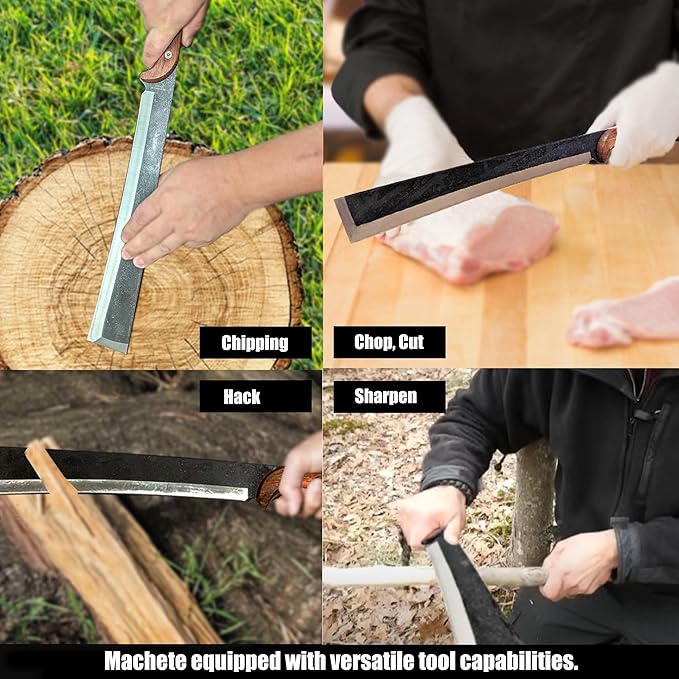 NLX 19.25" Machete Knife Japanese NATA Tool Style - 440 Stainless Steel Full Tang Blade - Multi-Function Outdoor Camping Tool with Sheath. for Collection, Gift and Camping Cutting Ropes - Branches