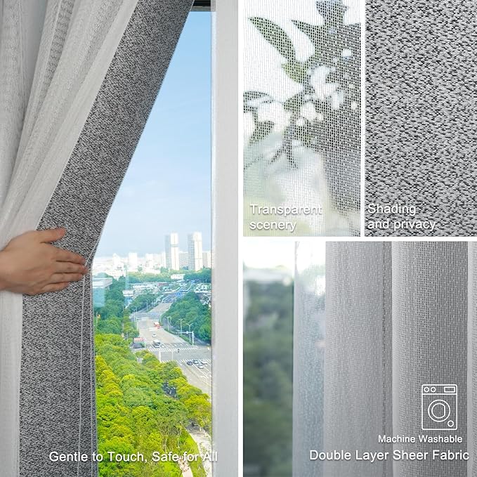Blindify Motorized Sheer Vertical Blinds, Light Filtering Smart Rechargeable Vertical Window Blinds for Sliding Glass Door Customize(Linen Dark Gray)