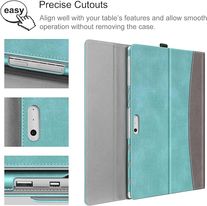 Fintie Case for 12.3 Inch Microsoft Surface Pro 7 Plus Surface Pro 7/6/5/4/3 - Portfolio Business Cover with Pocket Compatible with Type Cover Keyboard Black