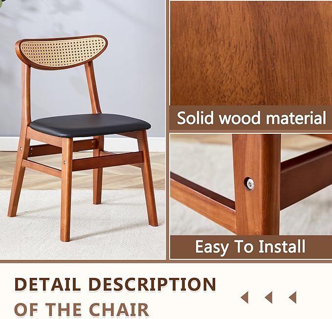 45 Inch Round Dining Table Set for 6, 7 Piece Kitchen Table and Chairs Set, Wooden Table with Walnut Finish, Small Space Dining Set for Apartment or Dining Room