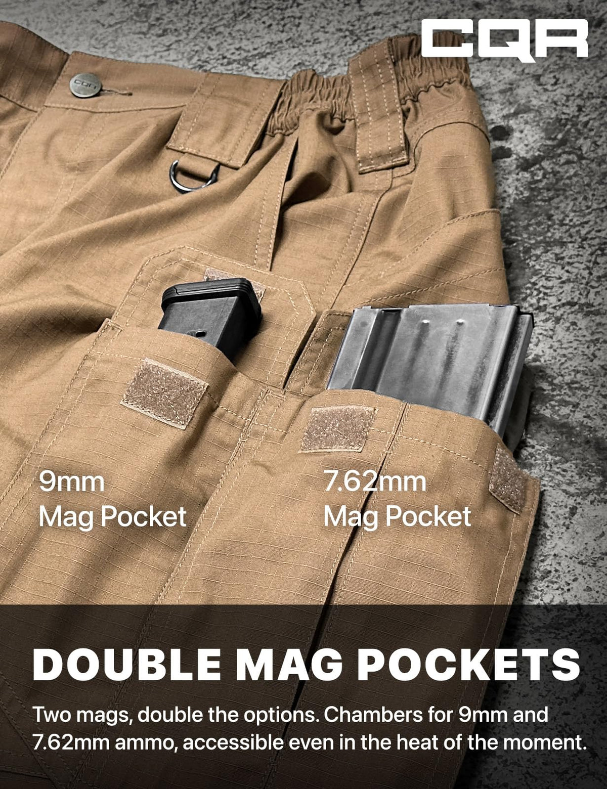 CQR Men's Tactical Pants, Water Resistant Ripstop Cargo Pants, Lightweight EDC Work Hiking Pants, Outdoor Apparel, Raider Mag Pocket Cougar, 32W x 32L