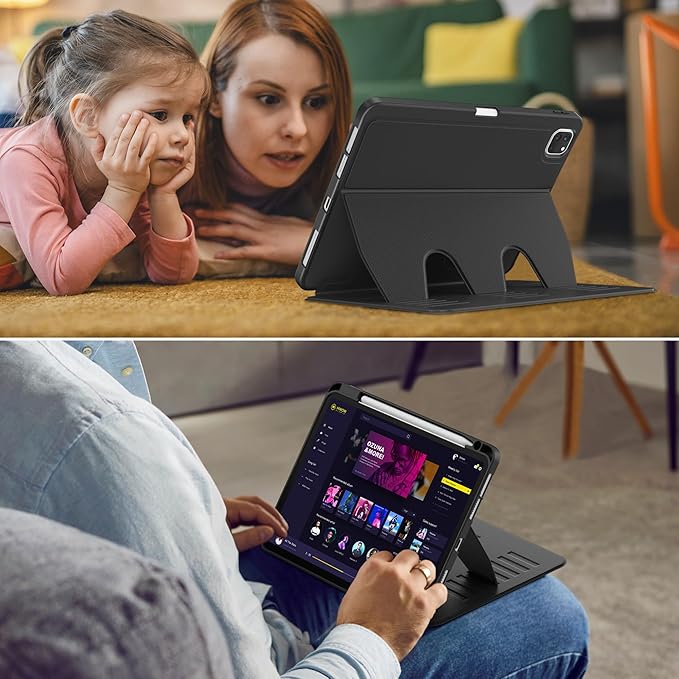 VIKESI Case for iPad Pro 11 inch (M5/M4) 2025/2024Multiple Angles Magnetic Stand CoverShockproof BackPencil Holderand Auto Sleep/WakeBlack