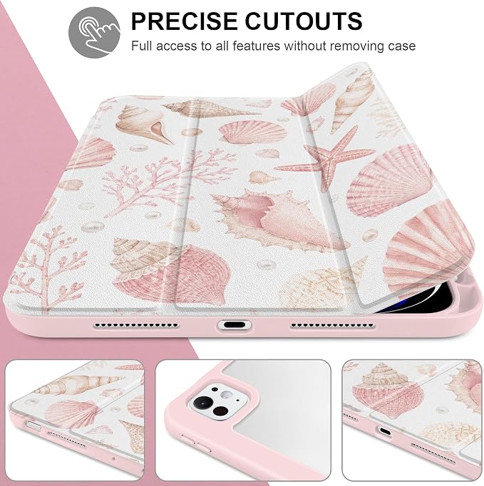 Case for iPad Pro 11 inch M5 2025 /M4 2024 Blue Ribbon Stripe | Blue Ribbon Stripe Folio Case with Clear Back Pencil Holder Trifold Stand and Auto Sleep/Wake for Preppy Aesthetic Users