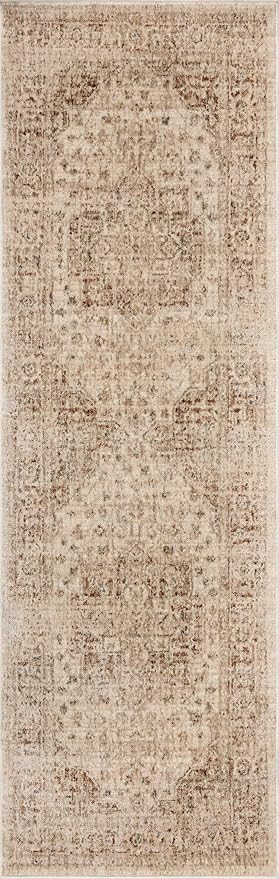 Loloi Magnolia Home by Joanna Gaines Junie Collection JUE-04 Natural/Clay 7'-10" x 7'-10", .38" Pile Height, Round Area Rug