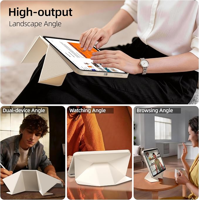 kenke Case for iPad Air 11'' M4/M3/M2 Air 10.9'' 5th/4th Gen Black | Detachable Rotating 360° Magnetic Clear Back Multi-folding Stand Cover Pencil Holder Auto Wake/Sleep Touch ID