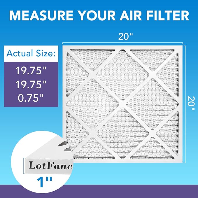 LotFancy 20x20x1 Air Filter MERV 11 6-Pack, Electrostatic Pleated AC Furnace