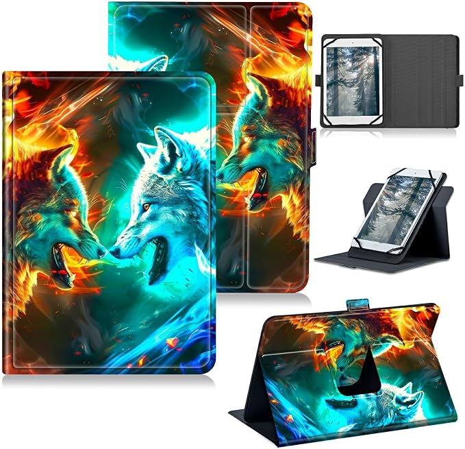 for Walmart Onn 10.1 2024 Onn 10.1 Gen 4 Universal Tablet Case 360 Degree Rotating Kickstand Protective Stand Case with Multiple Viewing PU Leather Shell Case Black Book Cat