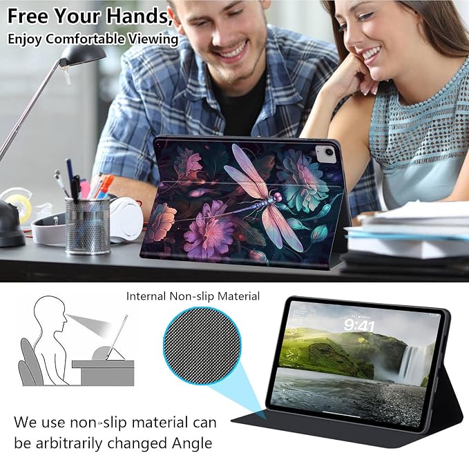 Case for iPad Air 11-inch (M4 2026 / M3 2025 / M2 2024) iPad Air 5th/4th Gen (2022/2020) 10.9 Slim PU Leather Folio Stand &amp Auto Sleep/Wake Protective Smart Cover Tree Fluorescent