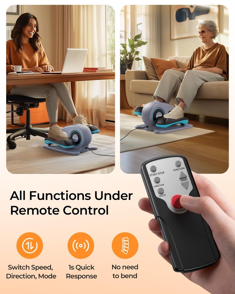 YOSUDA Under Desk Elliptical Electric, Elliptical Machine for Seniors,Fully Assembled Seated Pedal Exerciser with Remote Control with Free Footstraps & 10 Adjustable Speeds