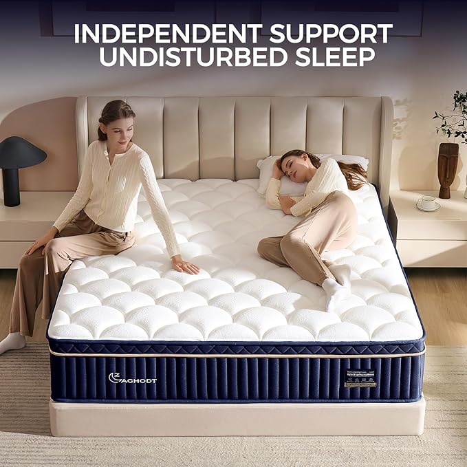 King Mattress, 12 Inch King Size Hybrid Mattress in a Box, Medium Firm Memory Foam mattress, with Individual Pocket Springs, Upgrade Zoned Support, Motion Isolation&Pressure Relief, CertiPUR-US