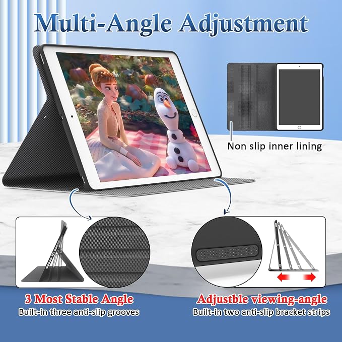 Case for iPad 9th/8th/7th Generation 2021/2020/2019 10.2 inch with Pencil Holder/Multi-Angle Stand Folio Auto Wake/Sleep Cover for iPad 9 8 7 Gen 10.2 (Notebook Black)