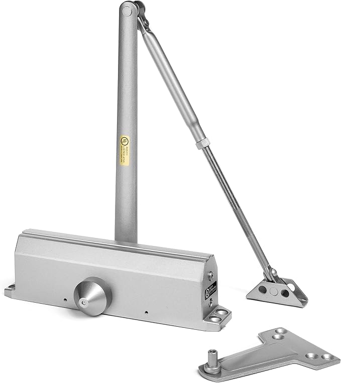 Dynasty Hardware Door Closer, Grade 1 Heavy Duty Commercial Hydraulic Closer, Self-Closing, Adjustable Spring Size 1-4, ADA Compliant, Surface Mount, Sprayed Aluminum, Series 1614