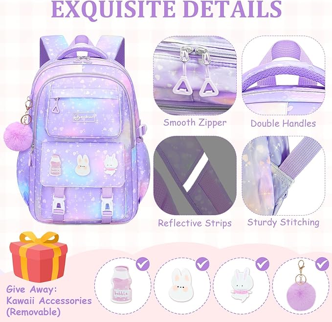 Kids Backpacks for Girls - Cute Girls Backpack for Elementary, Middle and High School Students - 18" School Bookbag