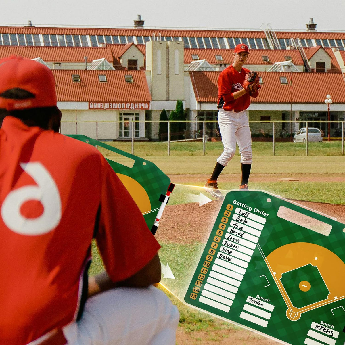 QCBF Magnetic Baseball Lineup Board, Baseball Lineup Cards Baseball Lineup Board for Dugout Baseball Accessories 30 Sheets Lineup Cards Baseball Clipboard