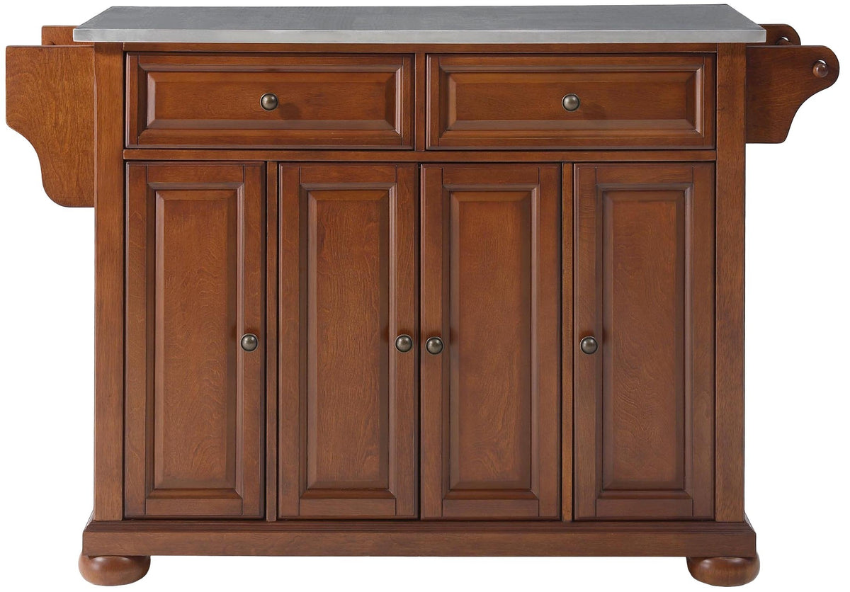Crosley Furniture Alexandria Wood Top Rolling Kitchen Island Storage Cart, Microwave Stand, Spice Rack, Black
