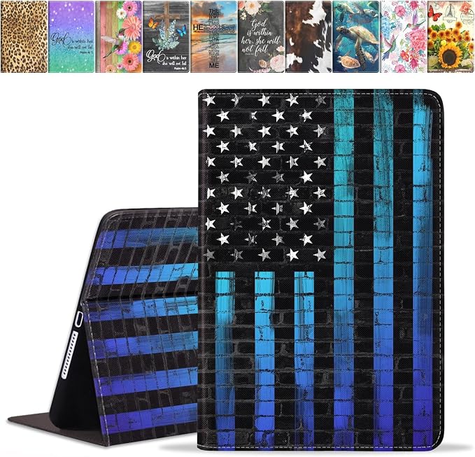 Case for iPad (A16) 11th Generation 11 Inch 2025 iPad 10th Generation 10.9 Inch 2022 Premium PU Leather Stand Folio Cover with Auto Sleep/Wake American Flag Sunflower and Cow