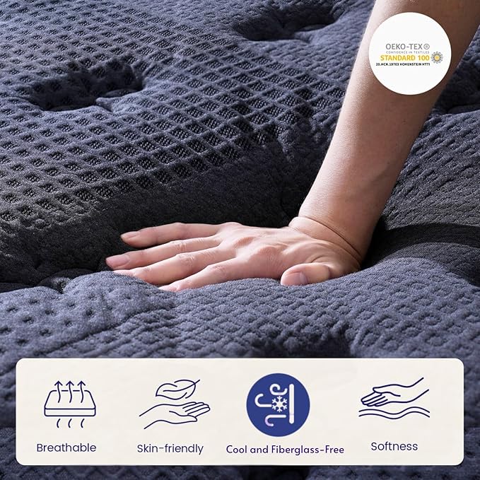 King Size Mattress, 14 Inch Deluxe Hybrid King Mattress in a Box, Medium Firm Mattresses with Gel Memory Foam & Pocket Springs, Pressure Relief, Cooling, Extra Edge Support [Upgraded Support]