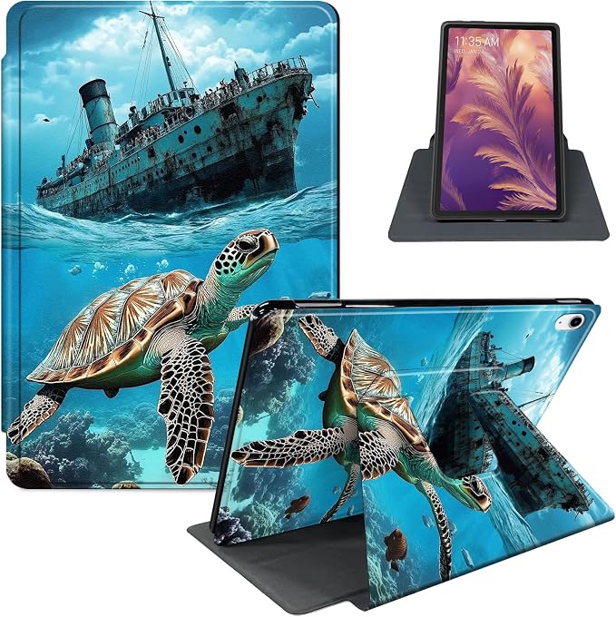 for iPad 11th Generation (A16 2025) 11 / iPad 10th Gen 10.9 2022 Case 360° Rotating PU Leather Stand Cover with Auto Sleep/Wake Shockproof TPU Backl Raccoon Perched