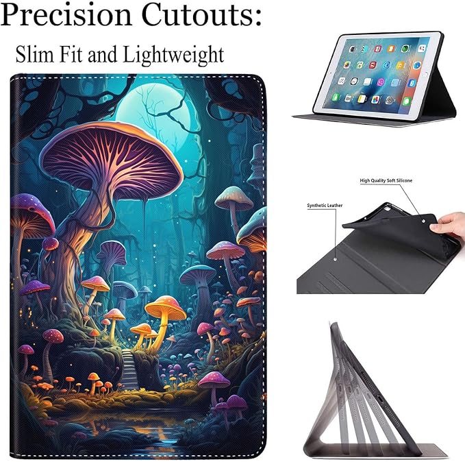 Case for Samsung Galaxy Tab S10 FE Plus 5G Multi-Angle Stand Smart Cover Shockproof with Auto Wake/Sleep for Galaxy Tab S10 FE+ 13.1 Inch (SM-X620/SM-X626B) 2025 Magic Mushrooms Fungus