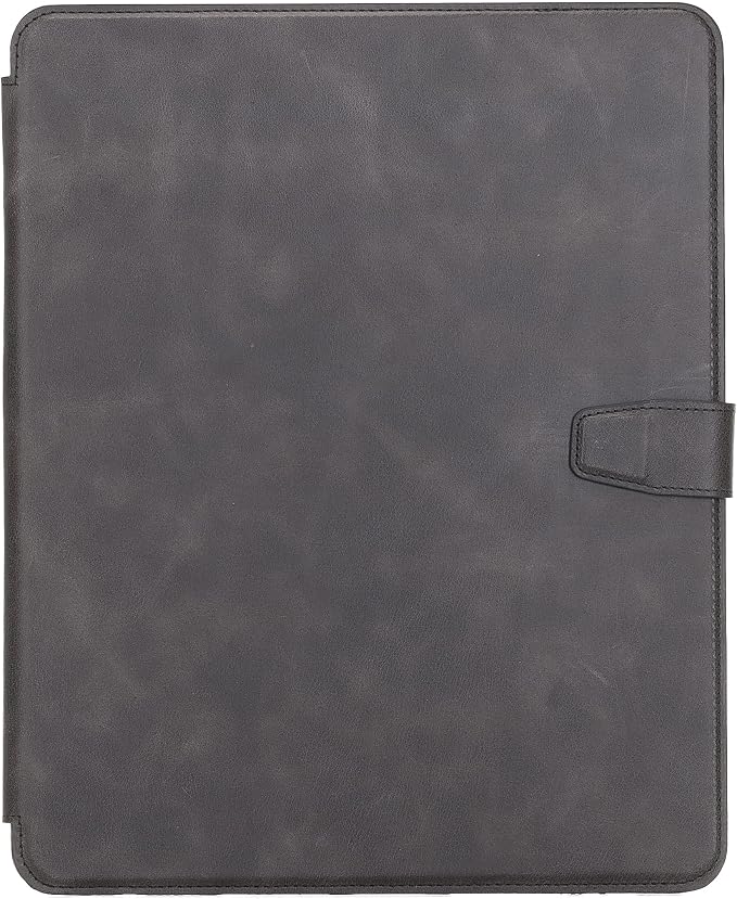 Genuine Leather Handmade iPad 10.2 Magnetic Closure Case with Separeted Compartments and Card Slots for Women &amp Men (8th Gen 2020) (7th Gen 2019) (Black)