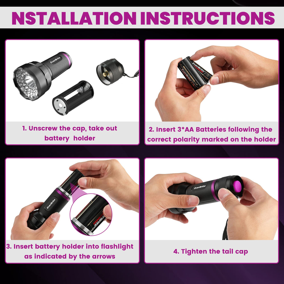 EverBrite LED Flashlight, 300 Lumens Flashlight with UV and White Light