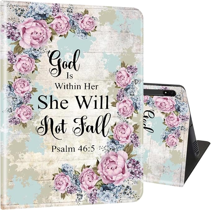 Case for Samsung Galaxy Tab S8 Plus 2022/S7 FE 2021/S7 Plus 2020 12.4 inch Ultra-Thin Multi-Angle Bracket Full Body Case with Wake/Sleep Function - Bible Phil 4-13 Floral